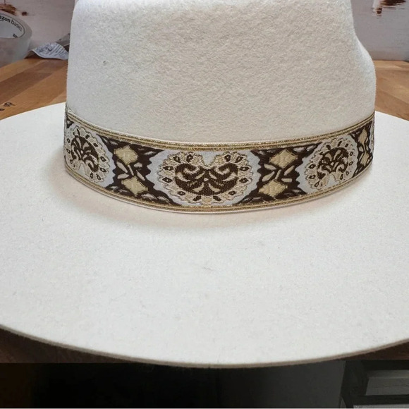 Lack Of Color White Hat with Black and Gold Band